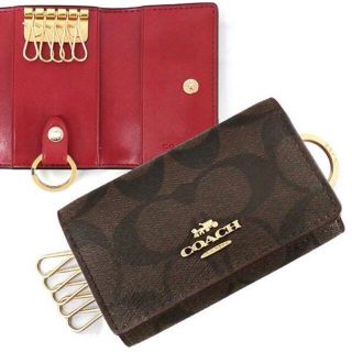 大人気✨ 新品★COACH コーチ レザー ブラウン 5連キーケース リング付き