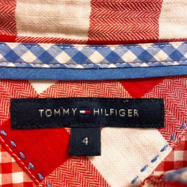 《チェック柄》TOMMY HILFIGER トミーヒルフィガー　赤　長袖　XS レディースのトップス(シャツ/ブラウス(長袖/七分))の商品写真