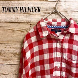 《チェック柄》TOMMY HILFIGER トミーヒルフィガー　赤　長袖　XS(シャツ/ブラウス(長袖/七分))