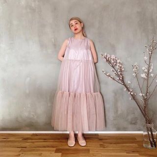 アトリエドゥサボン(l'atelier du savon)のmadder madder  TULLE LONG DRESS - PINK(ロングワンピース/マキシワンピース)