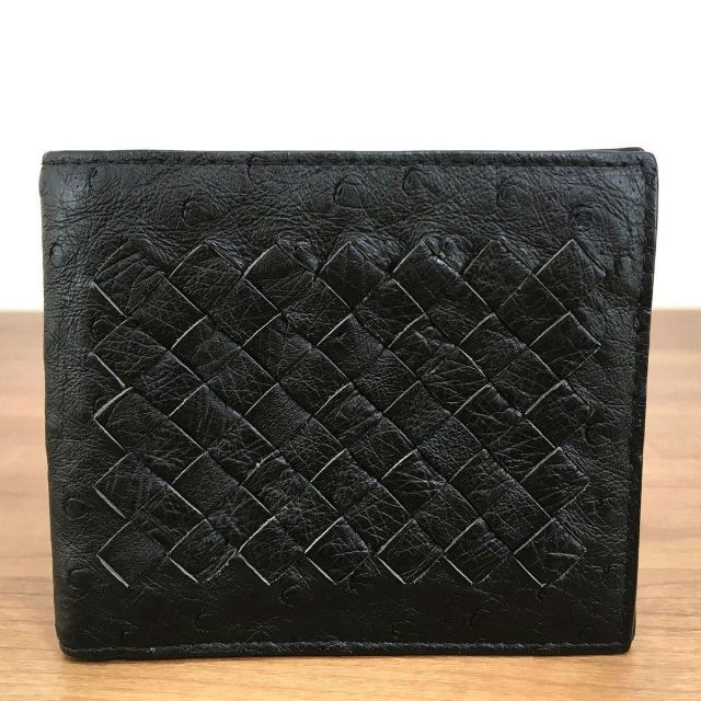 極美品 BOTTEGA VENETA 二つ折り札入れ オーストリッチ 73