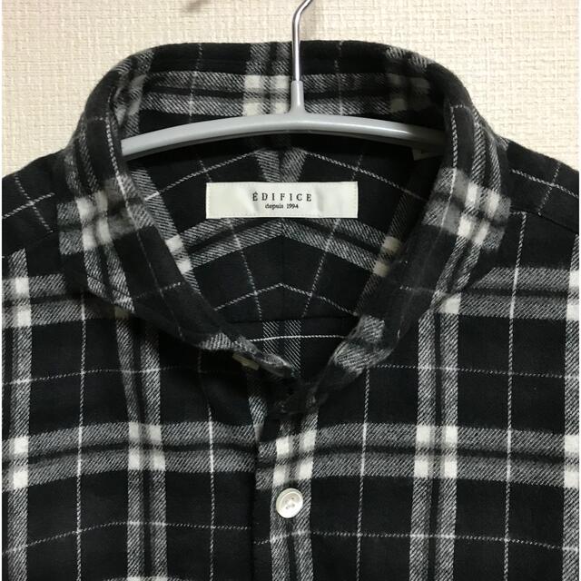 EDIFICE(エディフィス)のエディフィス ネルシャツ ブラック 長袖 チェックシャツ カッタウェイシャツ メンズのトップス(シャツ)の商品写真
