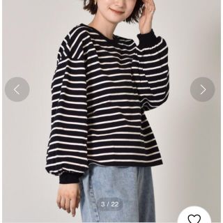 レトロガール(RETRO GIRL)の新品タグ付き　RETRO GIRL ボリューム袖ボーダーtee クロ(その他)