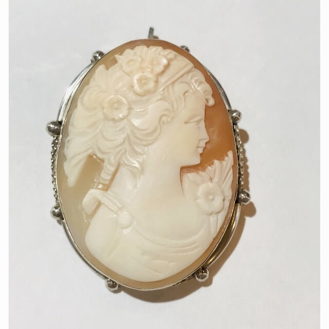 レトロシェルカメオ CAMEO ブローチ SILVER 925 2WAY カメオ 美品