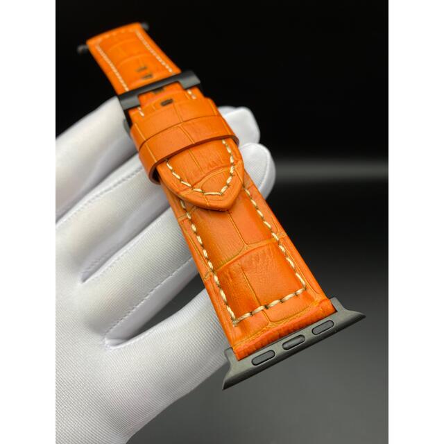 Apple Watch(アップルウォッチ)のオレンジディープクロコダイル　アップルウォッチ用41mm45mm40mm44mm メンズの時計(レザーベルト)の商品写真