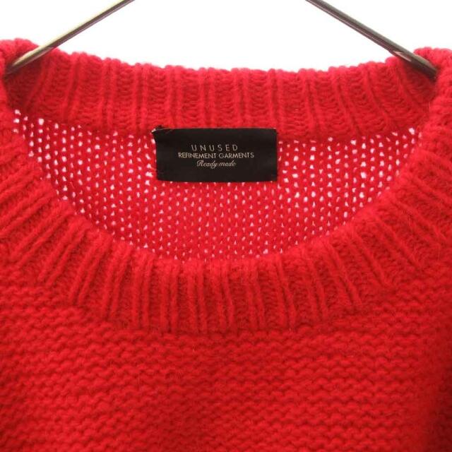 UNUSED(アンユーズド)のUNUSED アンユーズド US2082 21AW KNIT CREW SWEATER ウールモヘア混クルーネックケーブルニットセーター レッド メンズのトップス(ニット/セーター)の商品写真