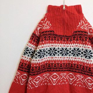 【美品】ノルディックニット　ハーフジップ　ノルウェーセーター　裏地付き　アウター(ニット/セーター)