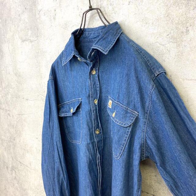 carhartt(カーハート)の希少 90s カーハート デニムシャツ タグロゴ 美品 メンズのトップス(シャツ)の商品写真