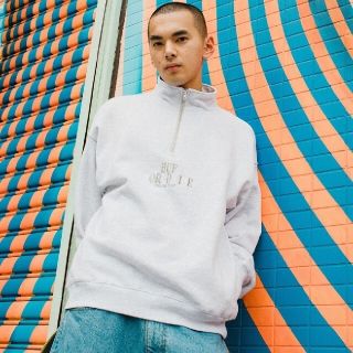 HUF ハーフジップ スウェット バラプリント ロゴ 黒 Mサイズ 人気 美品