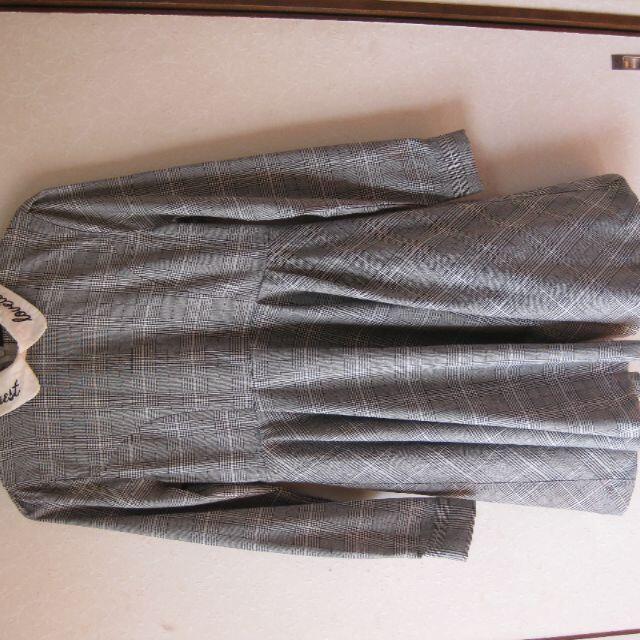 グレー黒チェック柄襟付き長袖ワンピース　L 0574 エンタメ/ホビーのコスプレ(衣装)の商品写真