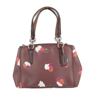 コーチ(COACH)のCOACH コーチ  ミニクリスティー ハンドバッグ F38442 レザー   バーガンディ マルチカラー  フローラル プリント 花柄 トートバッグ 【本物保証】(ハンドバッグ)