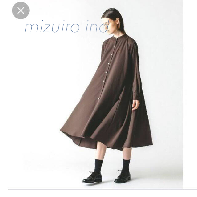 mizuiro ind T/R スタンドカラーフレアシャツワンピース　 レディースのワンピース(ロングワンピース/マキシワンピース)の商品写真