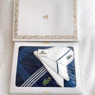 ラコステ(LACOSTE)の【ギフト品】高島屋　LACOSTE ラコステ　タオルセット　ブルー　ホワイト(ハンカチ/ポケットチーフ)