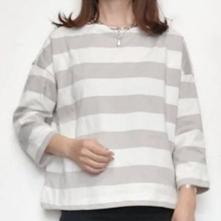 ムジルシリョウヒン(MUJI (無印良品))の【最終値下げ】太番手天竺編ドロップショルダーＴシャツ（七分袖）(カットソー(長袖/七分))