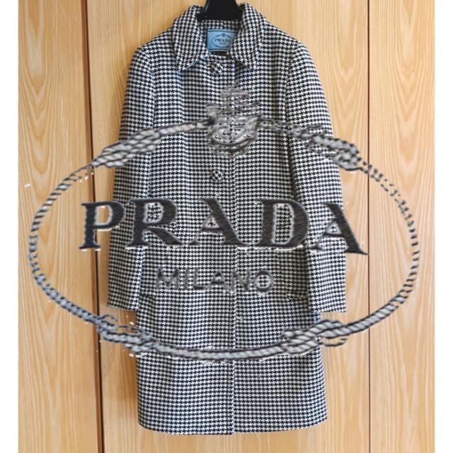 世界的に有名な PRADA - PRADA レディースコート　カシミアウールアンゴラコート　グレンチェック チェスターコート