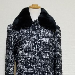 マックスマーラ(Max Mara)のMax Mara weekendツイードコート(ファー付き)(ロングコート)