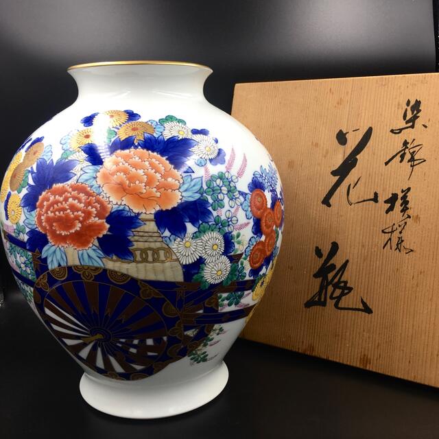 香蘭社謹製 工芸部 花瓶 染錦 戦前の作品 管mpr 【公式】 20400円