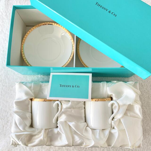 ティファニー TIFFANY&Co ゴールドバンドペアデミカップ＆ソーサー約13cm容量