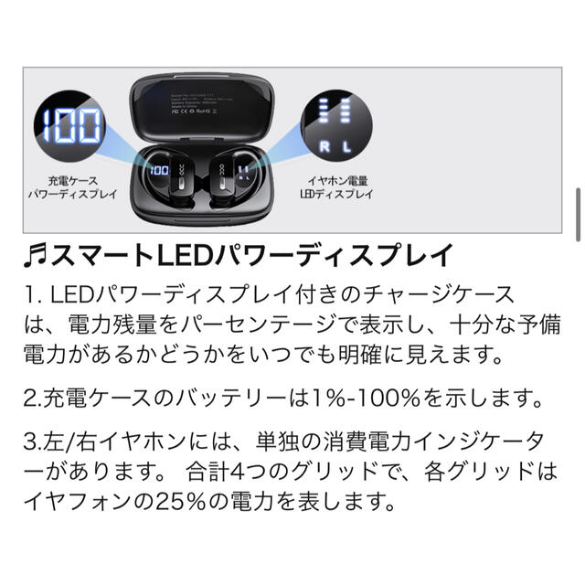BluetoothワイヤレスイヤホンOcciamチャージケース付 スマホ/家電/カメラのオーディオ機器(ヘッドフォン/イヤフォン)の商品写真