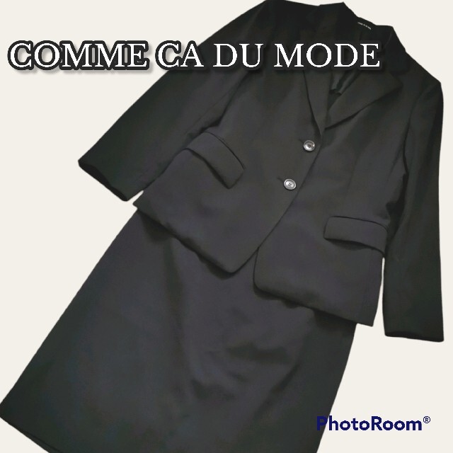 COMME CA DU MODE スカートスーツ　黒　サイズ　ウール%   フリマアプリ ラクマ