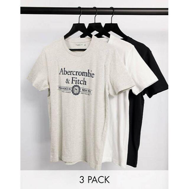 まとめてお得！アバクロンビー＆フィッチ3パックロゴTシャツ（白/黒/グレー）アバクロニット