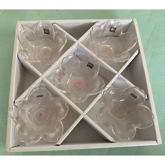 未使用　日本製　HOYA クリスタルガラス　小さい器　さくら　小鉢　5個tantan1911