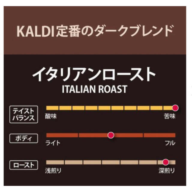 KALDI(カルディ)のカルディ KALDI コーヒー　イタリアンロースト　豆 200g✖️2袋 食品/飲料/酒の飲料(コーヒー)の商品写真