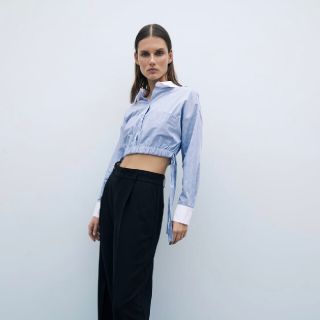 ザラ(ZARA)のZARA ストライプシャツ ショート丈(シャツ/ブラウス(長袖/七分))