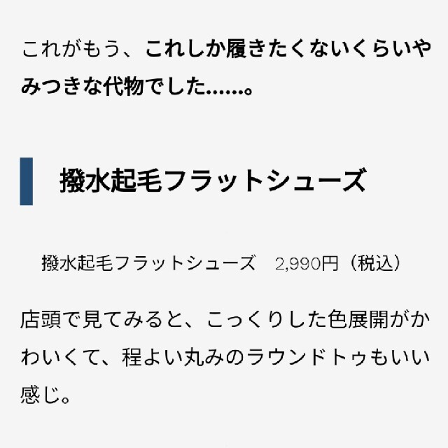 MUJI (無印良品)(ムジルシリョウヒン)の撥水·起毛 フラットシューズ レディースの靴/シューズ(バレエシューズ)の商品写真