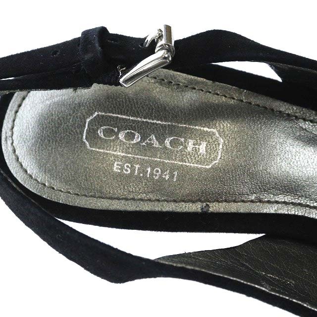 COACH(コーチ)のコーチ パンプス ハイヒール バックストラップ スエード エナメル 5.5B 黒 レディースの靴/シューズ(ハイヒール/パンプス)の商品写真