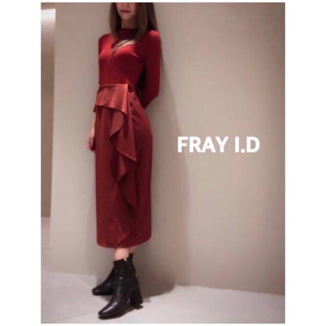 fray id フレイアイディー アシメラッフルコンビワンピース