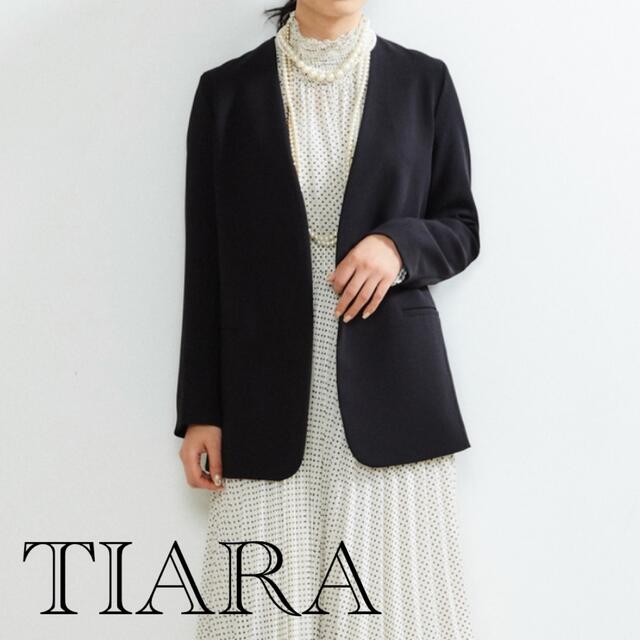 TIARA  ジャケット　ノーカラー パール