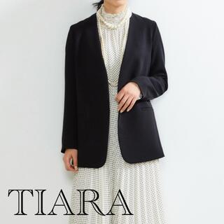 tiara - TIARA ノーカラージャケットの通販 by MUUs shop｜ティアラ ...