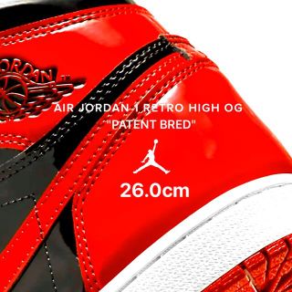 ナイキ(NIKE)の【26.0㎝】AIR JORDAN1 HIGH Patent Bred(スニーカー)