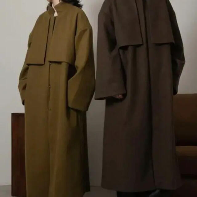 lawgy stand neck leather cuff coat コート レディースのジャケット/アウター(ロングコート)の商品写真
