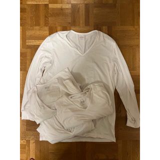 ユニクロ(UNIQLO)のヒートテックVネックT（9分袖）　XLサイズ　4枚セット！(Tシャツ/カットソー(七分/長袖))