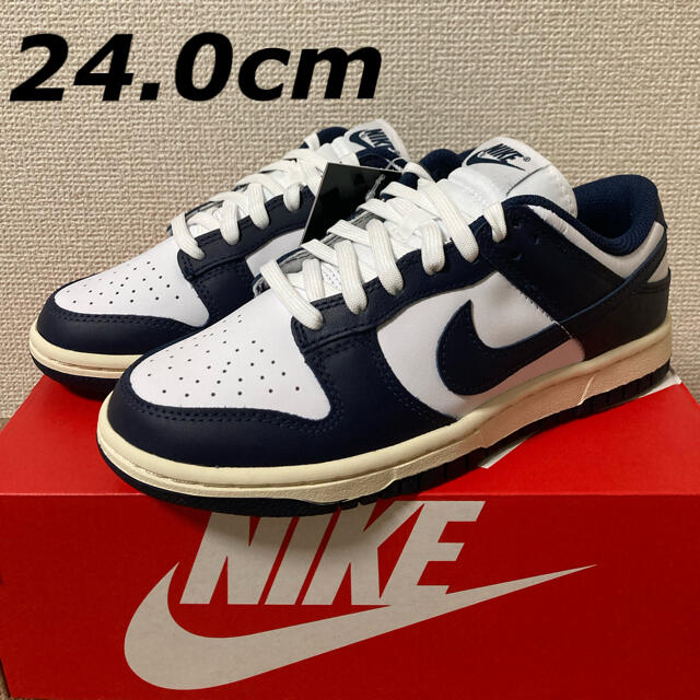 レディース24.0cm NIKE WMNS DUNK LOW VINTAGE NAVY