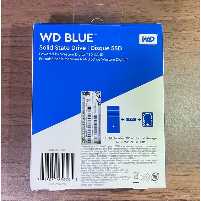 WD BLUE M.2 SSD 500GB スマホ/家電/カメラのPC/タブレット(PCパーツ)の商品写真