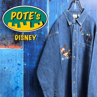 ディズニー(Disney)の【ディズニー】フライングカウボーイグーフィーキャラ刺繍デニムシャツ 90s(シャツ)