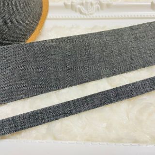 リネン風●ファブリックリボン●グレー●38mmと10mm●ハンドメイド●資材●(各種パーツ)