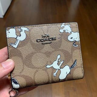 コーチ(COACH)のショップバック・箱付き　二つ折り財布　白　スヌーピーコラボ(財布)