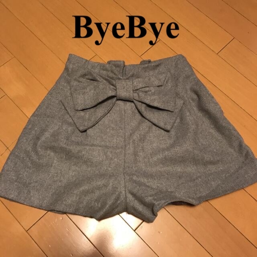 ByeBye(バイバイ)のバイバイ ByeBye フロントリボン ショートパンツ キュロット ハイウエスト レディースのパンツ(ショートパンツ)の商品写真