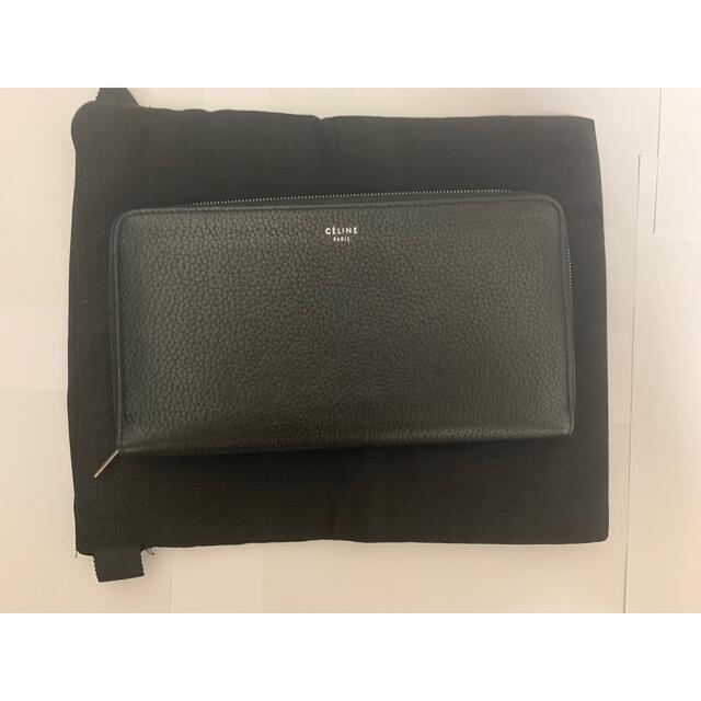 【 CELINE(セリーヌ) グレインカーフ ジップアラウンド長財布 】黒　黄