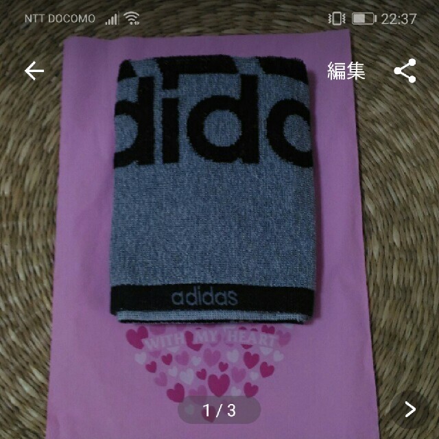 adidas(アディダス)のadidas タオルハンカチ (ブラック系) レディースのファッション小物(ハンカチ)の商品写真