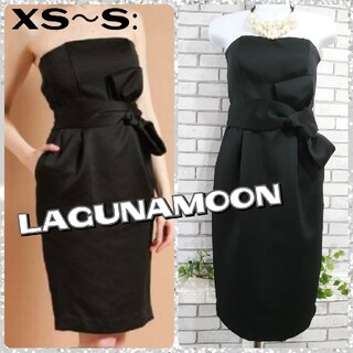 LagunaMoon - XS～S：ベアワンピース・ドレス／ラグナムーン★美品★ブラック