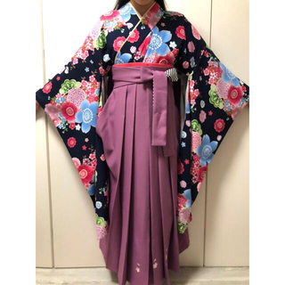 女の子　卒業式　袴　ヘアアクセ付き(和服/着物)