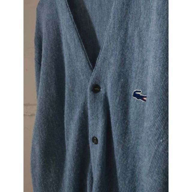 ((入手困難!!))水色 LACOSTE 70s 青ワニ アクリルカーディガン