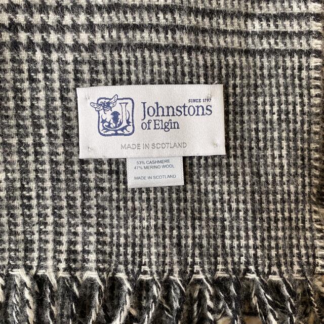 Johnstons(ジョンストンズ)のジョンストンズ グレー チェック 大判ストール マフラー レディースのファッション小物(ストール/パシュミナ)の商品写真