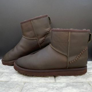 ugg  クラシックミニデコ　スムースレザーBK/WH