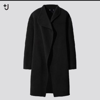 ジルサンダー(Jil Sander)のユニクロ+Jジルサンダーカシミヤブレンドノーカラーコート　ブラック L(ロングコート)